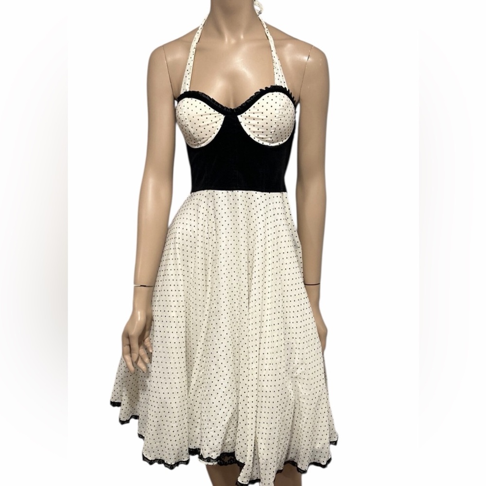 Vintage Lip Service Polka Dot Halter Dress Size Small
